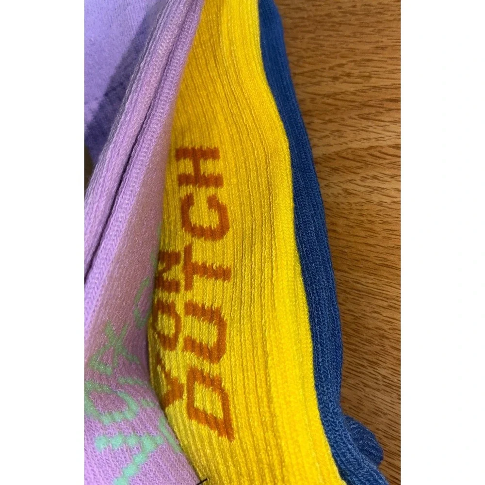 Von Dutch Originals Crew Socks One‎ Size Purple Yellow Blue 3 Pairs NEW